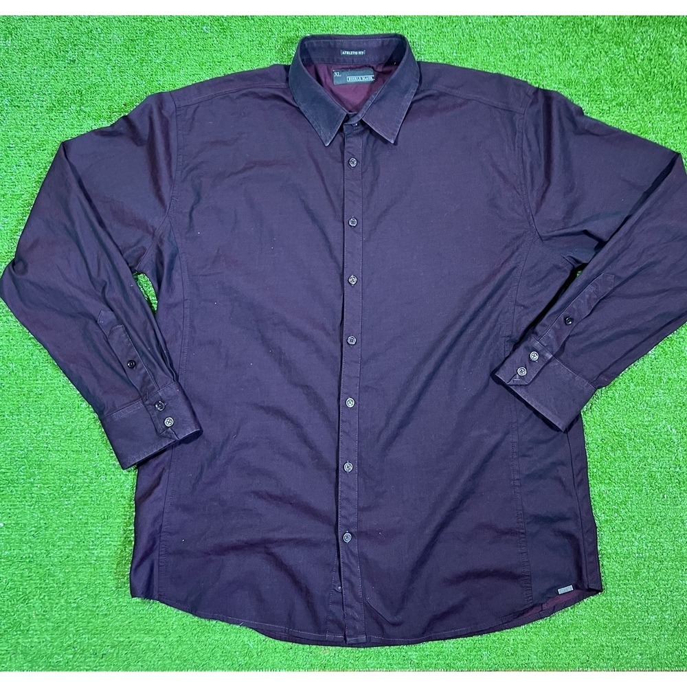 BKE Buckle Black Button Down Shirt XL Iridescent Maroon Athletic Fit Button Up